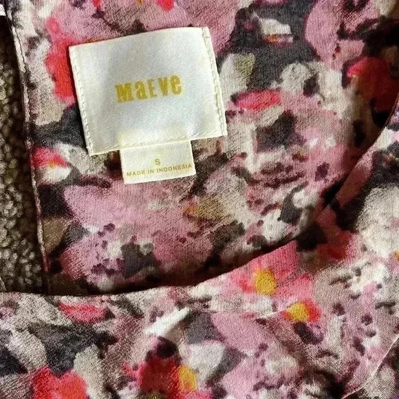 Anthropologie Maeve floral pink cold shoulder top size small - Picture 4 of 6